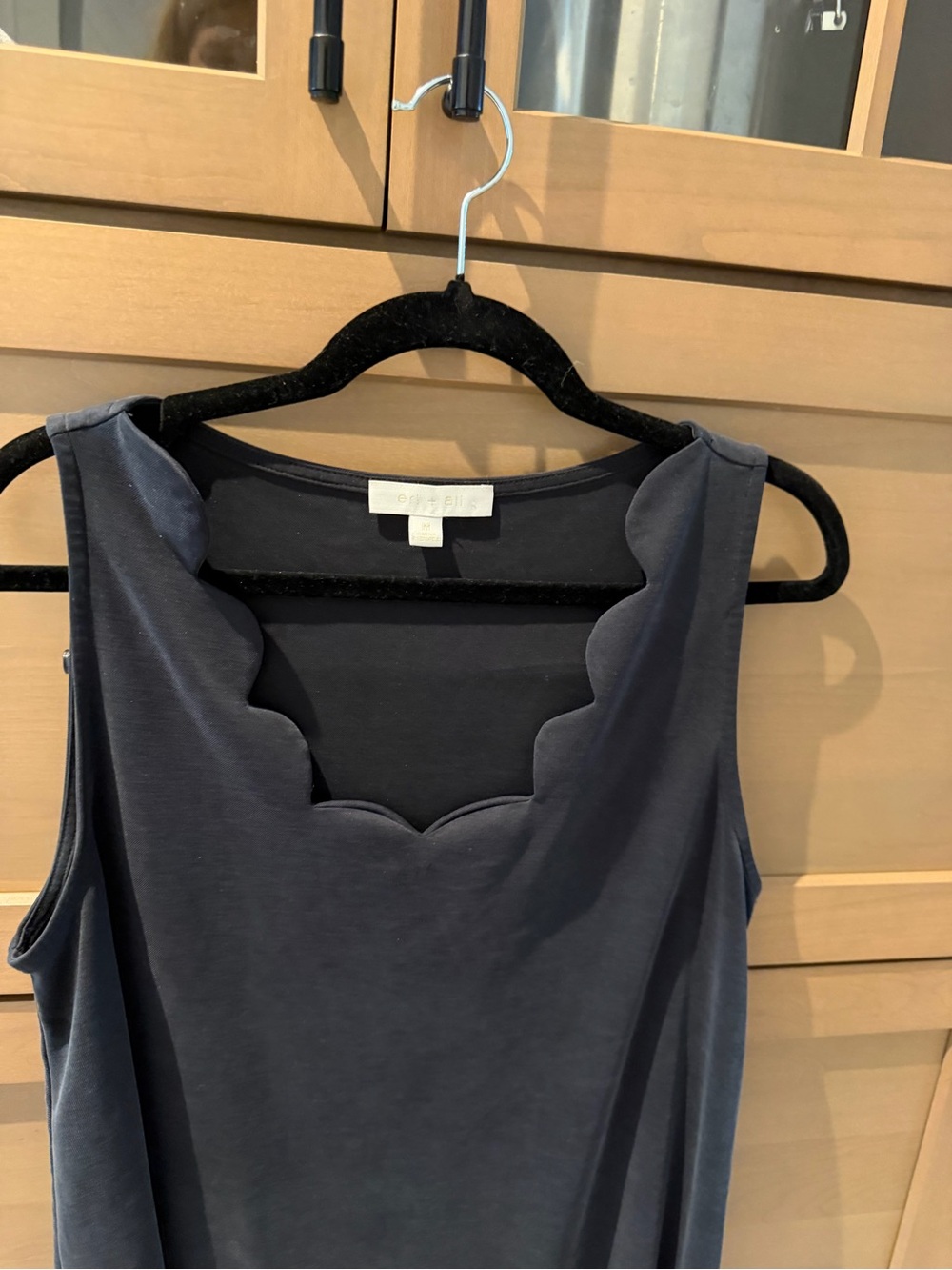 Anthropologie Sleeveless Scalloped Neck Tank - Gorgeous Grey